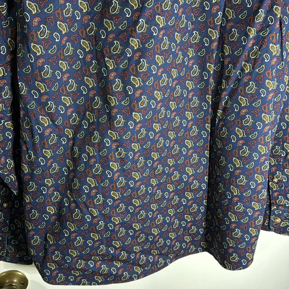 J. Crew Men’s Large Navy Blue paisley pattern Button Up NWT